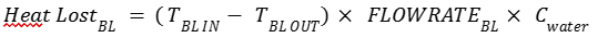 an equation for measuring amount of heat lost